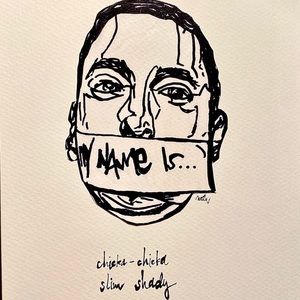 Eminem slim shady print ink art rendition of the photo shown in listing